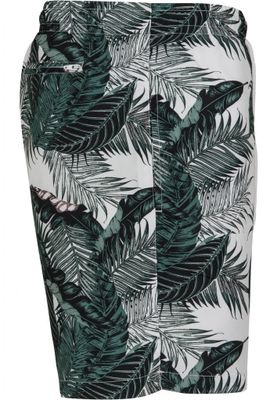 White swim shorts with palm leaves mens