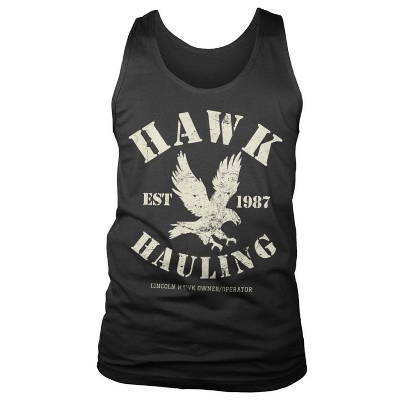 Hawk Hauling Tank Top - A tank top with a design of a hawk carrying something.