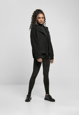 Short black teddy jacket for women