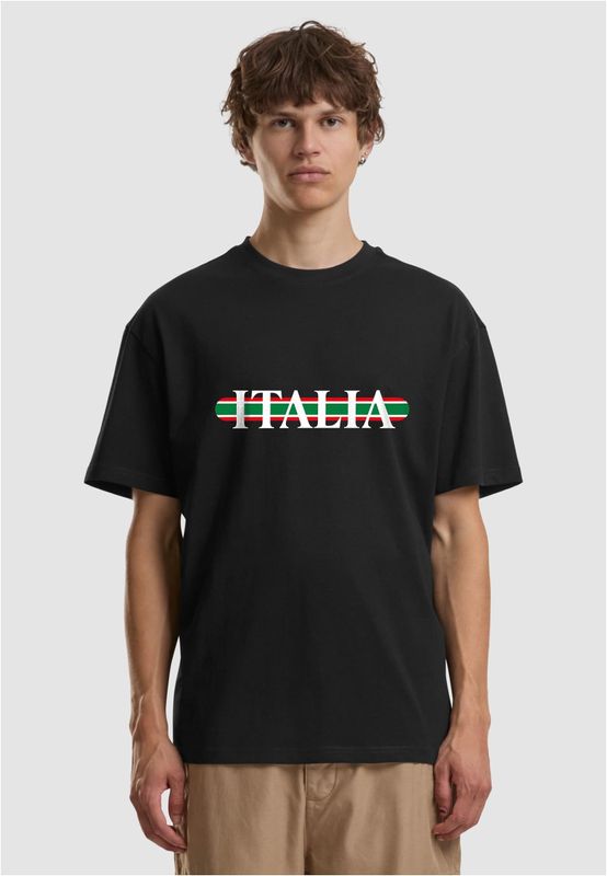 T-shirt i bomullsjersey med italia Stripes – svart