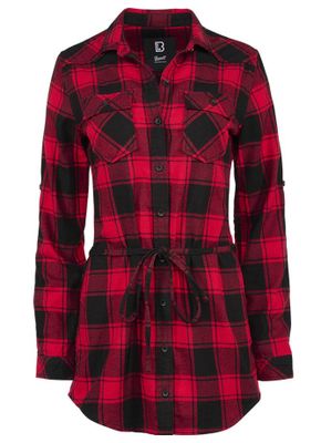 Long-sleeved flannel shirt dress - women