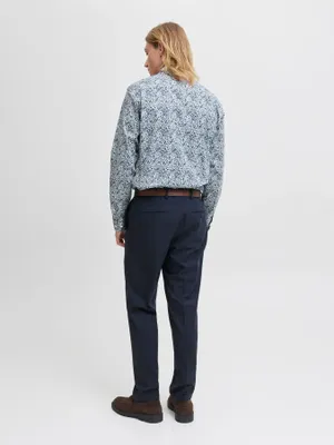 Slim fit poplin skjorta med långa ärmar