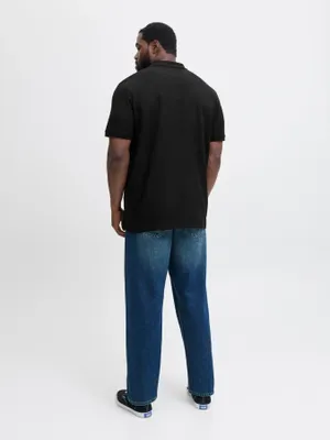 Svart piké med dragkedja – Jack & Jones Plus Size
