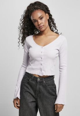 Ladies Cropped Rib Cardigan