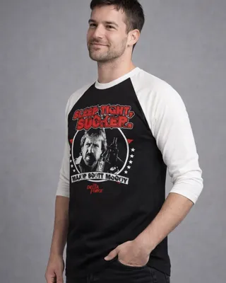 The Delta Force Chuck Norris Sleep Tight, Sucker Baseball 3/4 Sleeve T-shirt – whiteblack