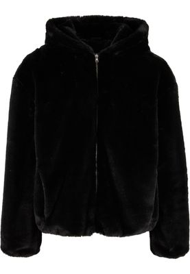 Full Zip Faux Fur Hoodie för herr – svart