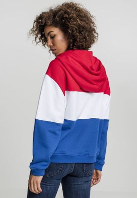 Ladies Oversize 3-Tone Hoody blk/wht/gry L