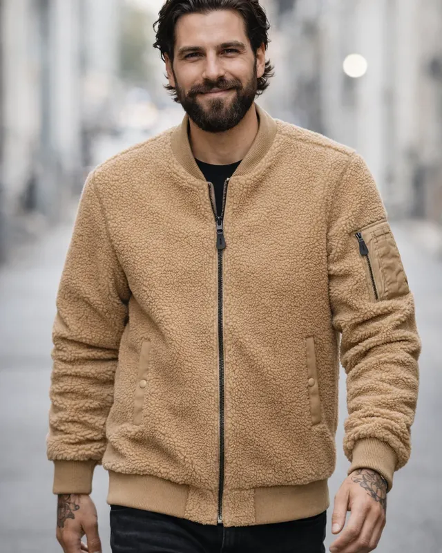 Brandit MA1 Sherpa teddyjacka herr – kamelbrun