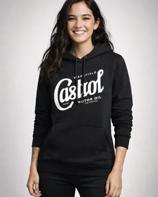 Castrol Script Logo Girly Huvtröja dam i svart