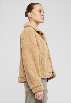 Fluffy jacket women's trendy button closure