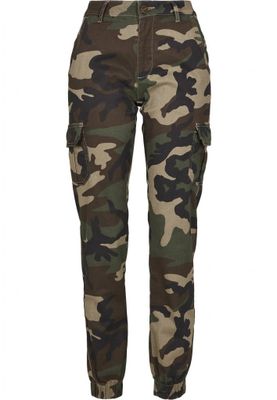 Camo byxa med hög midja och benficka dam