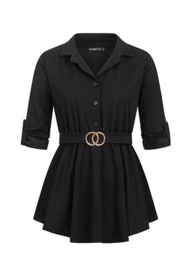 Ruffle blouse with buttons and belt