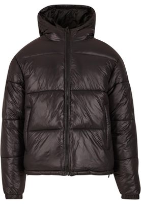 Shiny Puffer Jacket With Hood Jacka för herr – svart