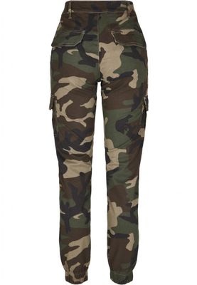 Camo byxa med hög midja och benficka dam