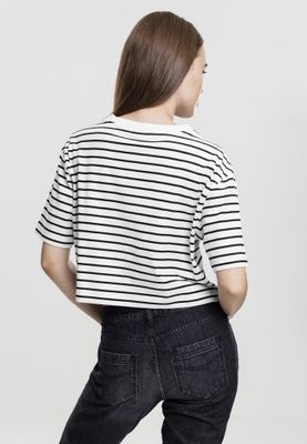 Kort stripet t-shirt overdimensioneret dam