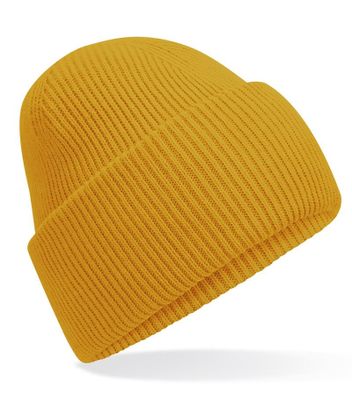 Klassisk strikbeanie med dyb skygge
