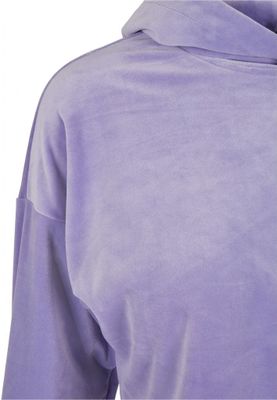 Ladies Cropped Velvet Oversized Hoody