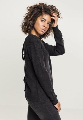 V-neck sweater with lace in the back lady