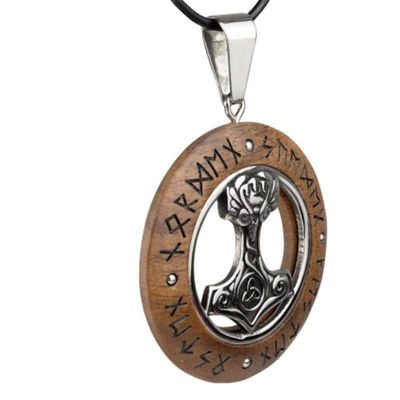 Mjölner trähänge halsband