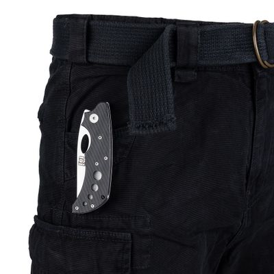 Heavy Duty cargoshorts i svart med dragkedja