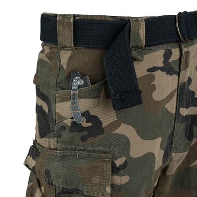 Heavy Duty cargoshorts i woodland med dragkedja