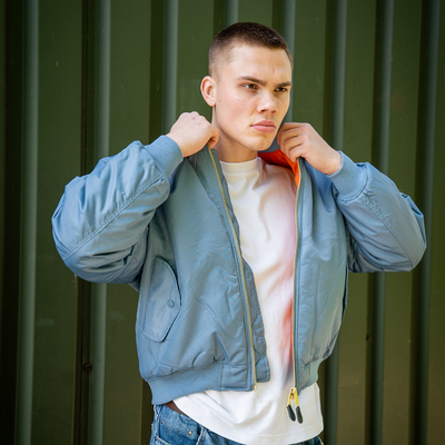 MA-1 flight jacka i vintage denim med dragkedja