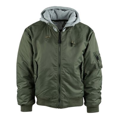 MA-1 Hooded Bomber jacka i grön med dragkedja
