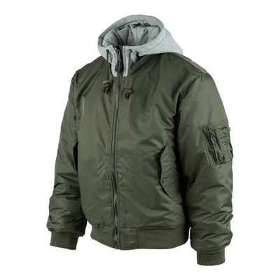 MA-1 Hooded Bomber jacka i grön med dragkedja