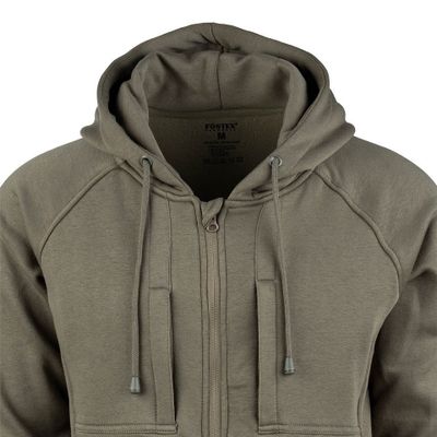 Tactical Bamboo hoodie zippered i ranger green med dragkedja