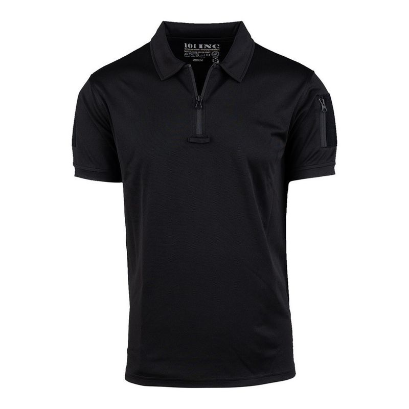 Tactical zip polo Quick Dry i svart med dragkedja