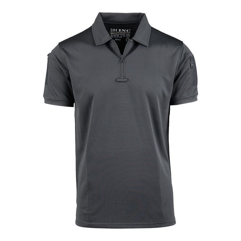 Tactical zip polo Quick Dry i wolf grey med dragkedja