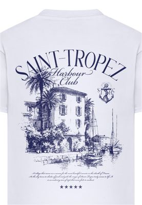 T-shirt i bomullsjersey med hotel Saint – vit