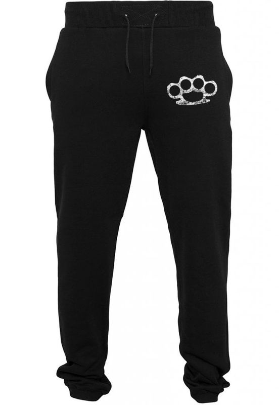 Jogging pants with brass knuckles