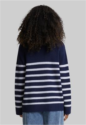 Tröja för dam med vita ränder oversize– navy/white