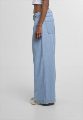 Ladies Wide Leg Lätta Denim Byxor i Bomull