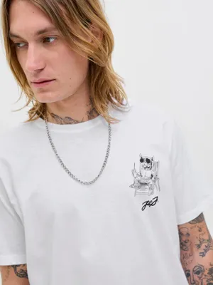 Vit T-shirt chilling bulldog