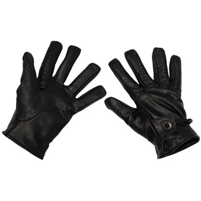 Leather gloves with drawstring