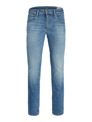 Lyseblå vaskede straight slim fit jeans til mænd Tim