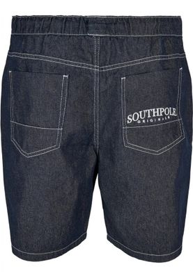Denim shorts with cuffs at the waist - dark blue