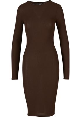 Ribbad klänning för dam – brun