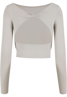 Öppen rygg Ladies Slim Fit Longsleeve Open Back Topp – Molnfärg