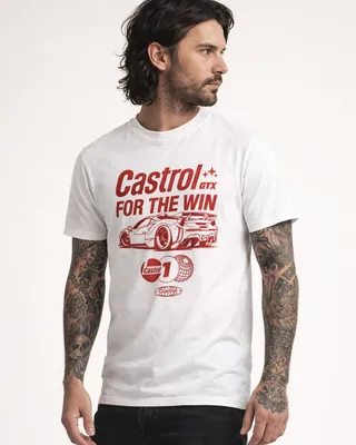 Castrol for the Win T-shirt i vit