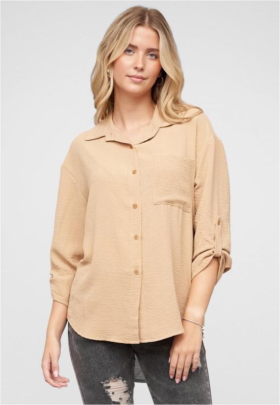 Beige oversize bluse med knapper