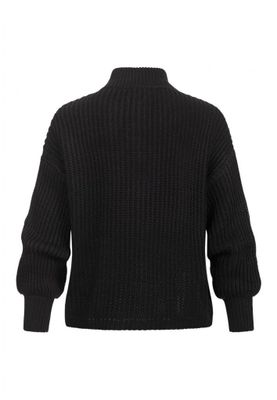 Pullover with stand-up collar and V-neckline