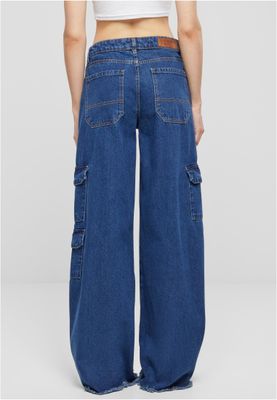 Byxor för dam med fickor på sidorna oversize – mid indigo washed