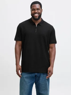 Svart piké med dragkedja – Jack & Jones Plus Size