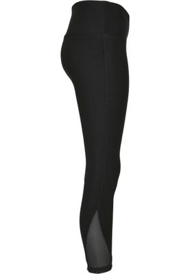 Sort ribbet leggings