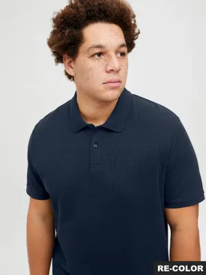 Mörkblå plus size pikétröja herr – Jack & Jones