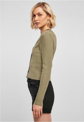 Ladies Short Rib Knit Cardigan