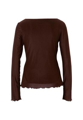 Topp för dam med knytdetalj vid midjan – brun